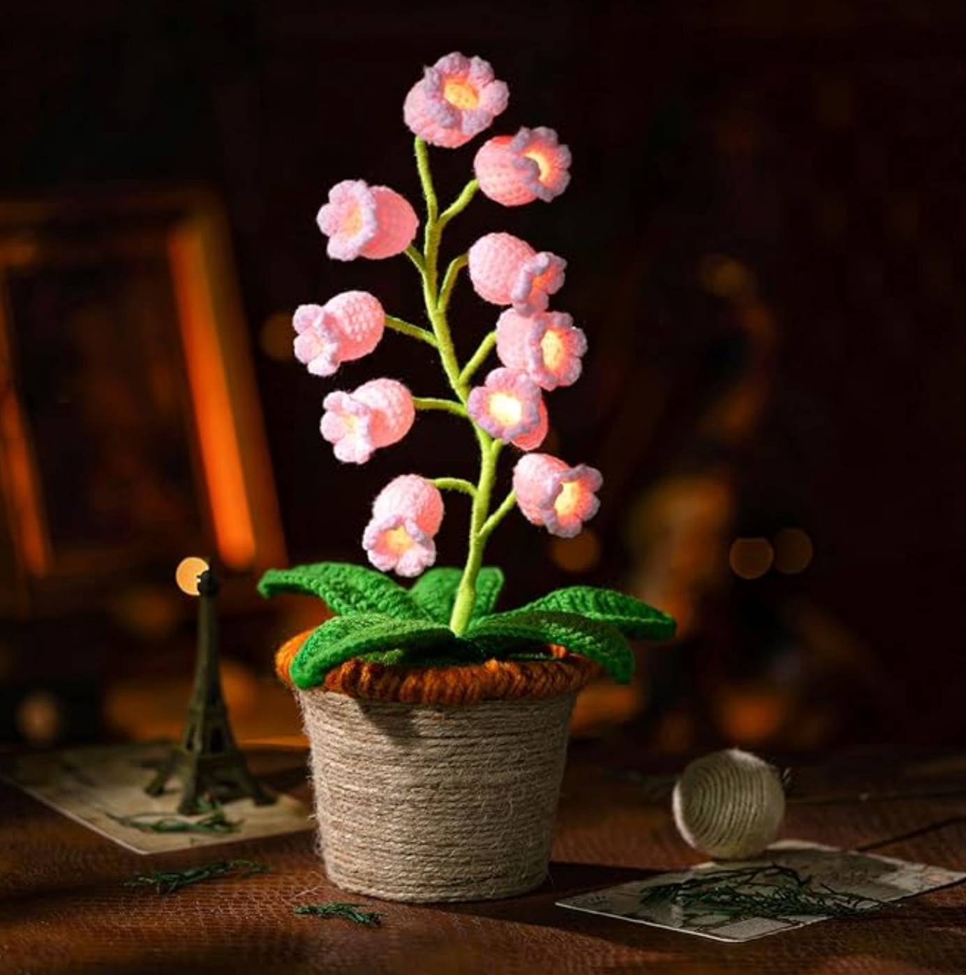 Lámpara de Flor de Crochet Hecha a Mano