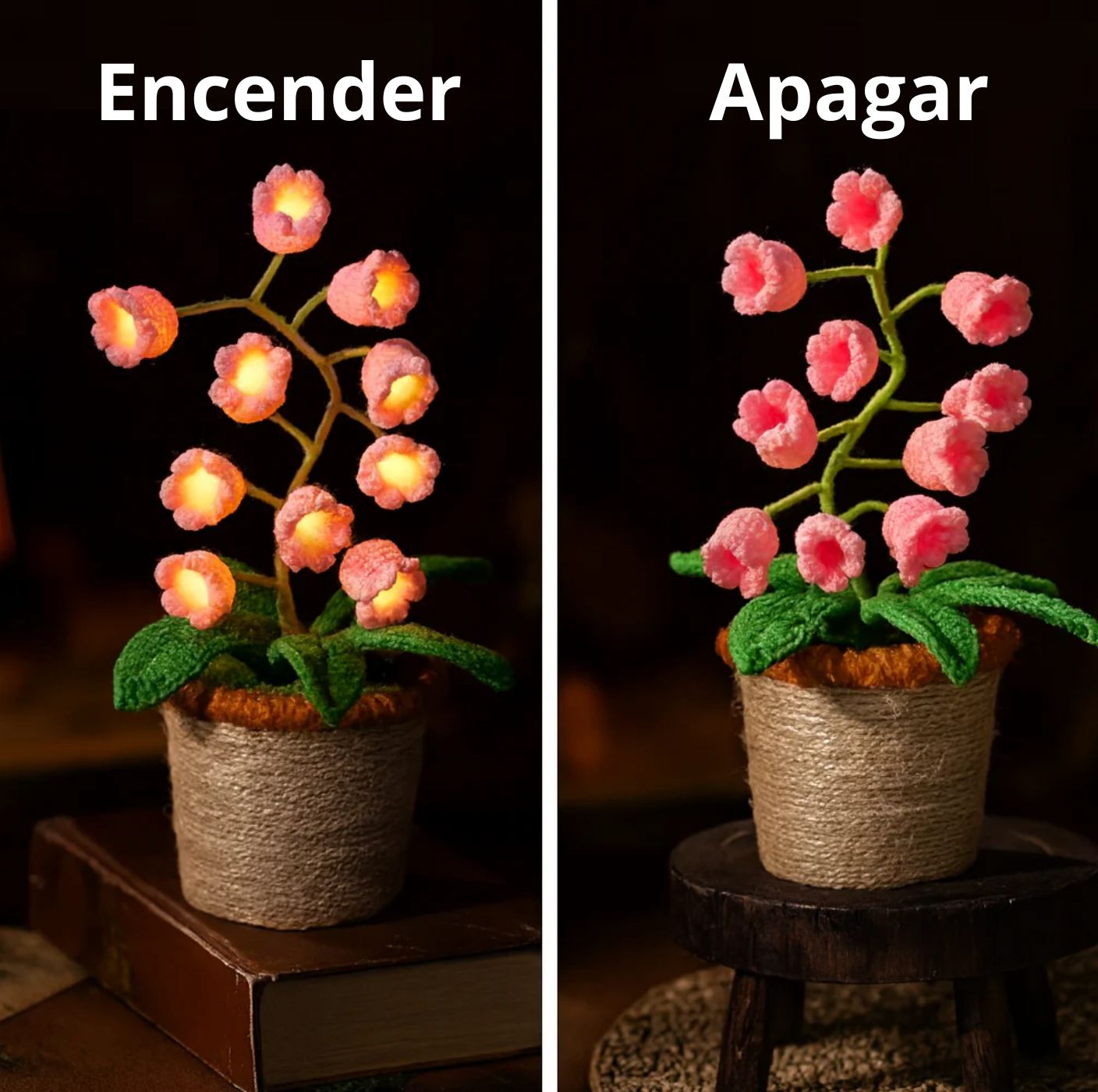 Lámpara de Flor de Crochet Hecha a Mano